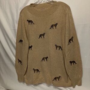 Vintage 90s Chicos leopard embroidered  pullover camel color xl Light weight